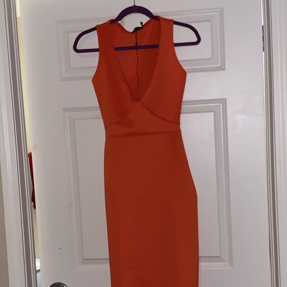 Plunge open back midi dress